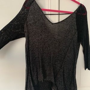 Hollister black and heather gray lace top